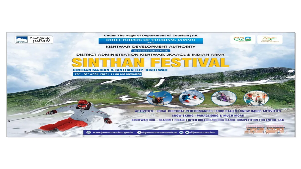 Sinthan Snow Festival – 2023 at Sinthan Maidan, Kishtwar from 29th to 30th April, 2023