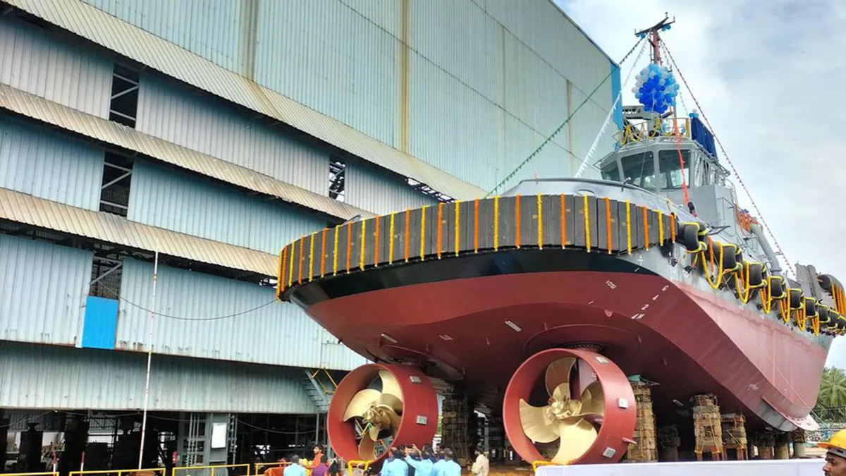 The Udupi-Cochin Shipyard Ltd delivered a 62-tonne bollard pull tug for Ocean Sparkle Ltd at Malpe near Udupi