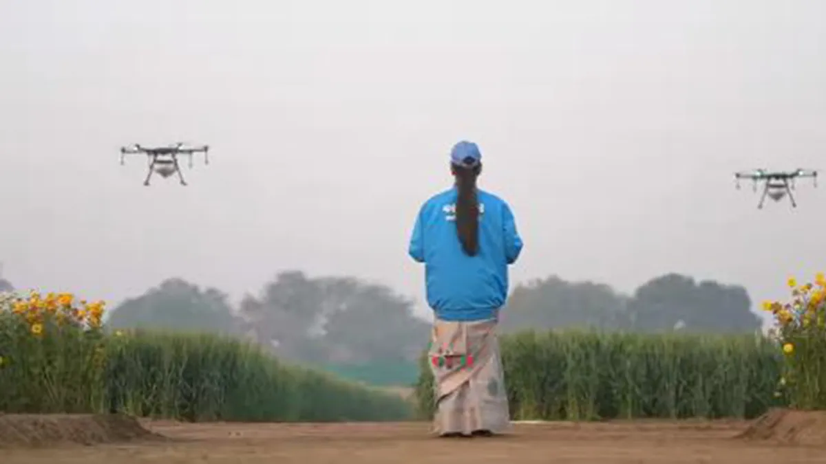 Namo Drone Didis initiative; rural women are trained to become drone pilots for agricultural purposes