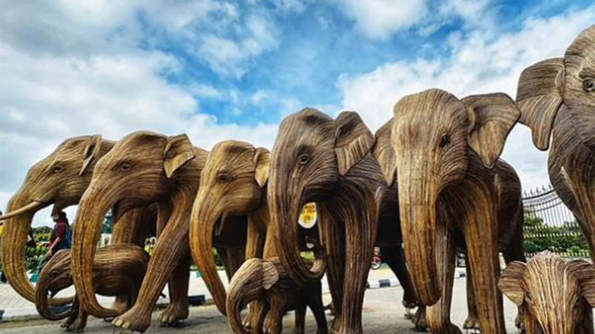 Event by Coexistence Consortium; 15 life-sized ‘Lantana elephants’ were displayed in front of Vidhan Soudha, Bangalore