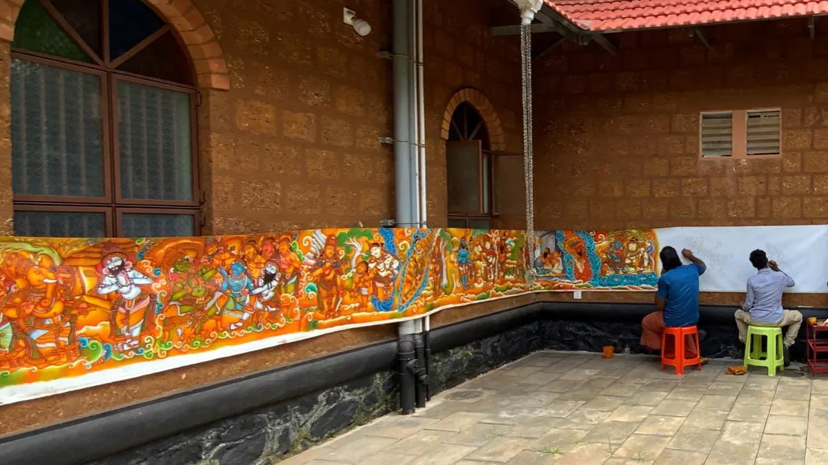 Five artists at the Kerala Art Gallery give Mahabharata a visual representation in the traditional Kerala mural style 