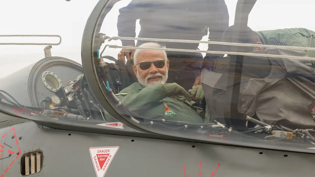 Prime Minister Narendra Modi took a sortie on indigenous Tejas aircraft Saturday