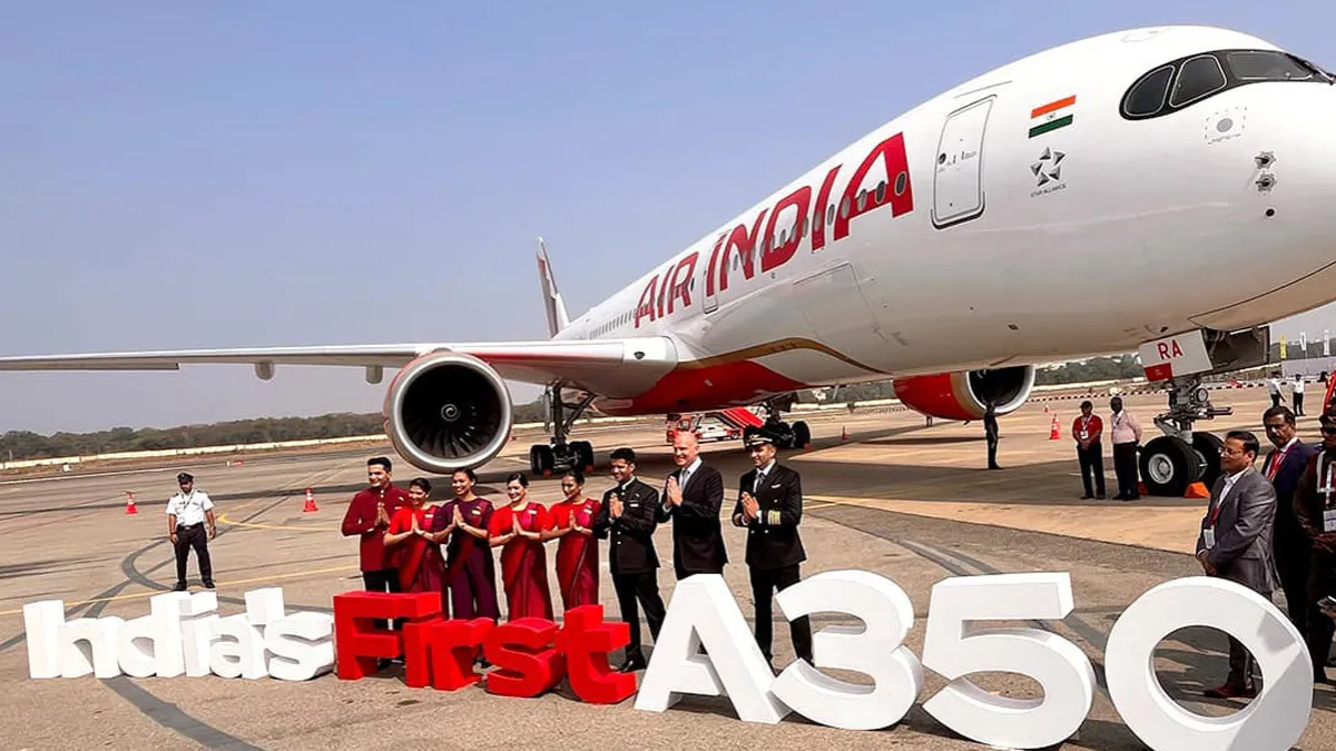 Air India launched scheduled commercial flight of the Airbus A350-900 from Bengaluru to Mumbai on January 22