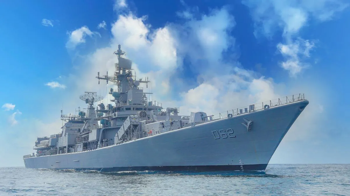 INS Mumbai arrived at the port of Colombo on Monday for a three-day maiden visit to Sri Lanka