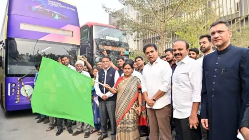 Telangana Government flagged off three of its proposed six electric double-decker buses 