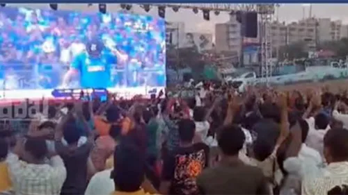 ‘Fan Park’ at R.K Beach telecasted ICC World Cup semi-final match live on a big screen attracting huge crowd