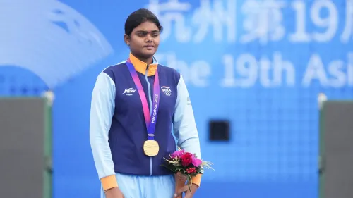 Jyothi Surekha Vennam, who won three gold medals in the Compound Archery category in the 19th Asian Games was given a hearty welcome