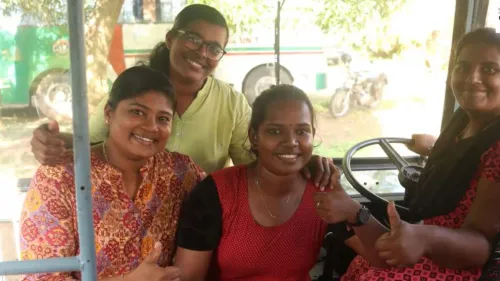 Four women undergoing training at the Kerala State Road Transport Corporation's Staff Training Centre in Thiruvananthapuram, breaking barriers and stereotypes