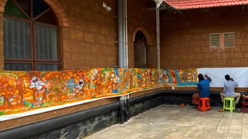 Five artists at the Kerala Art Gallery give Mahabharata a visual representation in the traditional Kerala mural style 