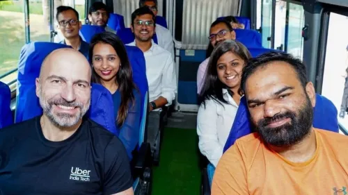 Uber Shuttle enhances India's mobility options; Uber CEO shared a photo of himself using the company's Shuttle Bus service